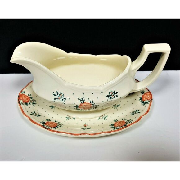 Johnson Bros Monticello Ironstone Gravy Boat w/ Det. Underplate England 1983 - Picture 2 of 8